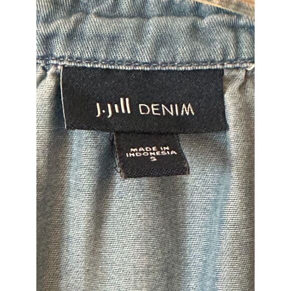 J. Jill Denim V-Neck 3/4 Sleeve Pullover Blouse - Picture 2 of 8
